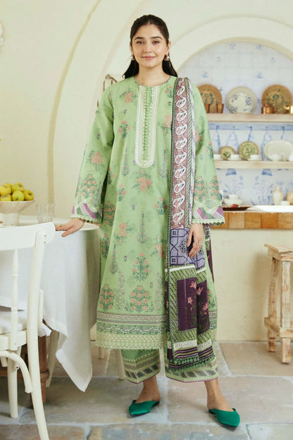 ZAHRA SHAHJAHAN- 3PC DHANAK EMBROIDERED SHIRT WITH WOOL PRINT SHAWL-W.J-1271