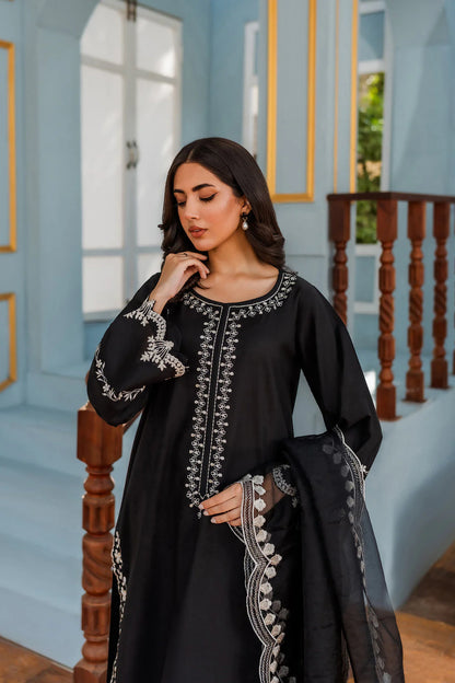 HANA - 3PC DHANAK EMBROIDERED WITH ORGANZA EMBROIDERED DUPPATTA-W.J-1096