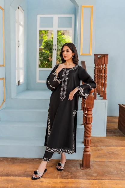 HANA - 3PC DHANAK EMBROIDERED WITH ORGANZA EMBROIDERED DUPPATTA-W.J-1096