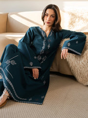 BATIK-2PIECE DHANAK EMBROIDERED SHIRT WITH DHANAK EMB TROUSER-WJ-15083
