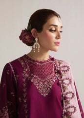HUSSAIN REHAR-3PC DHANAK EMBROIDERED SHIRT WITH CHIFFON EMBROIDERED DUPATTA AND TROUSER-W.J-5179