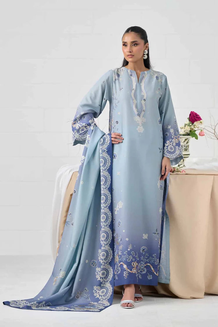 LULUSAR-3PC-SHAMOZE SILK PRINTED SHIRT SILK PRINTED DUPATTA AND SILK TROUSER-W.J-9009