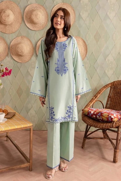 JAMIZ-2PC DHANAK EMBROIDRED SHIRT WITH AND TROUSER-W.J-1113