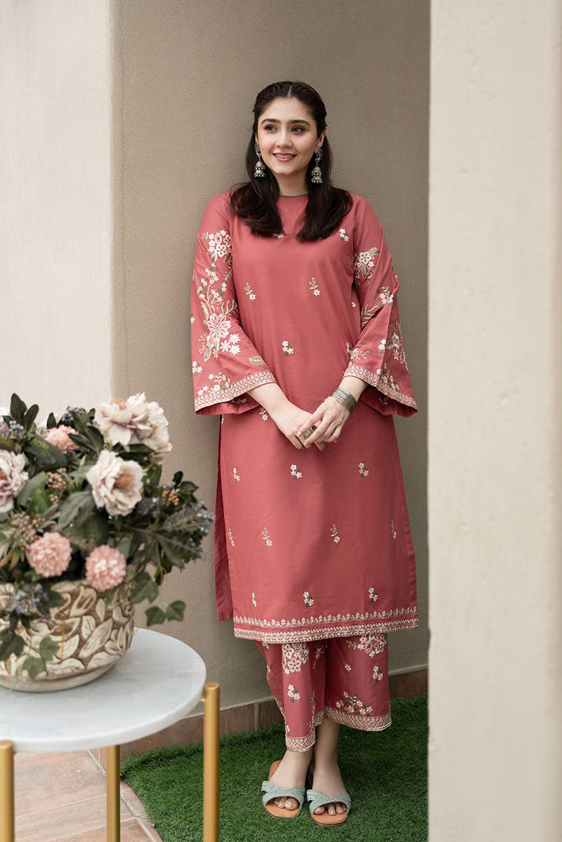 URGE-2PC DHANAK EMBROIDERED SHIRT AND EMBROIDRED TROUSER-W.J-15033