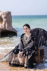 QALAMQAR-3PC LAWN EMBROIDERED SHIRT WITH CHIFFOON EMBROIDERED PRINT DUPATTA AND EMB TROUSER-W.J-4620