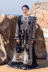 QALAMQAR-3PC LAWN EMBROIDERED SHIRT WITH CHIFFOON EMBROIDERED PRINT DUPATTA AND EMB TROUSER-W.J-4620