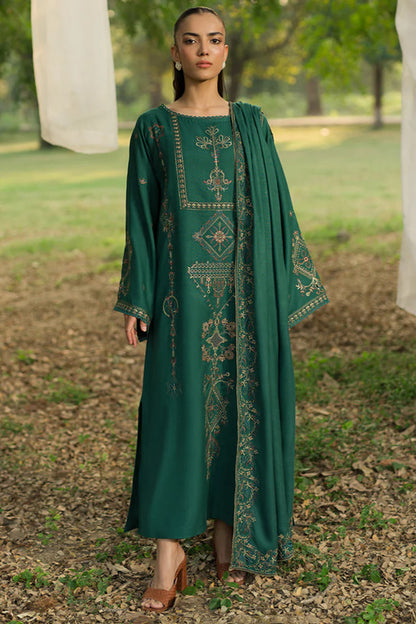 SAPPHIRE-3PC DHANAK EMBROIDERED SHIRT WITH DHANAK EMBROIDERED SHAWL AND TROUSER-W.J-1797