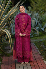 RANG RASIYA-3PC DHANAK EMBROIDERED SHIRT WITH KHADDI NET EMB DUPATTA AND EMB TROUSER-W.J-5077