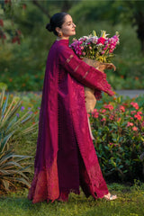 RANG RASIYA-3PC DHANAK EMBROIDERED SHIRT WITH KHADDI NET EMB DUPATTA AND EMB TROUSER-W.J-5077