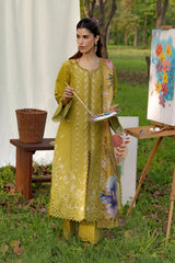 RANG RASIYA-3PC DHANAK EMBROIDERED SHIRT WITH WOOL PRINTED SHAWL AND TROUSER-W.J-5080