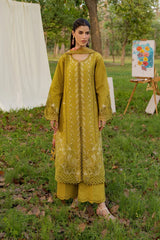 RANG RASIYA-3PC DHANAK EMBROIDERED SHIRT WITH WOOL PRINTED SHAWL AND TROUSER-W.J-5080
