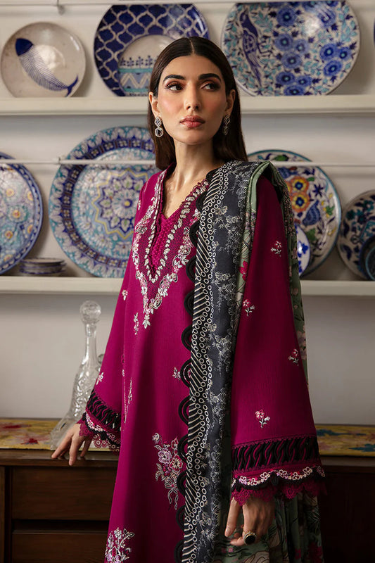 REPUBLIC-3PC DHANAK SEQUENCE EMBROIDERED SHIRT WITH COURTRAI PRINTED SHAWL & DHANAK TOUSER_W.J-1898