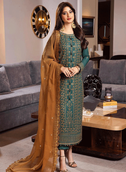 ASIM JOFA -3PC LAWN EMBROIDERED WITH BAMBER CHIFFON EMBROIDERED DUPATTA-W.J-1527