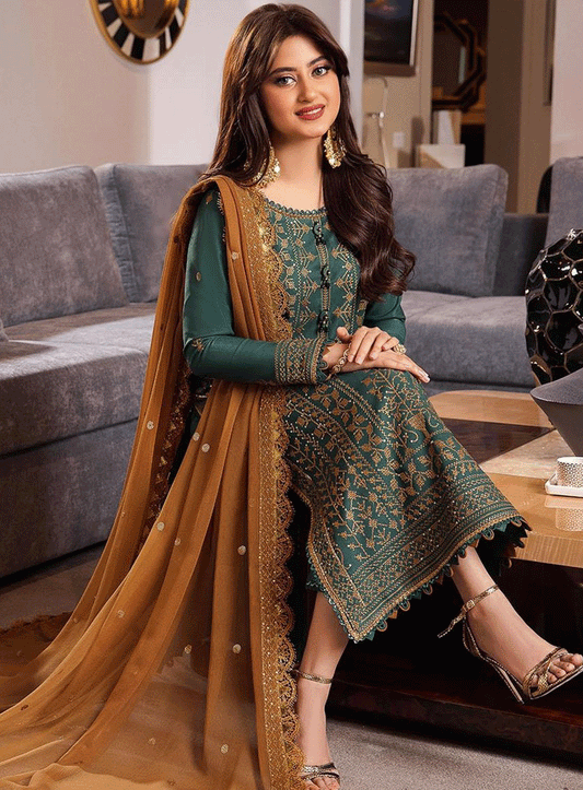 ASIM JOFA -3PC LAWN EMBROIDERED WITH BAMBER CHIFFON EMBROIDERED DUPATTA-W.J-1527