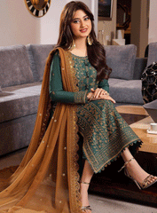 ASIM JOFA-3PC LAWN HEAVY EMBROIDERED SHIRT WITH CHIFFON EMBROIDERED DUPATTA AND TROUSER-W.J-4547