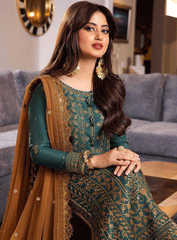 ASIM JOFA-3PC LAWN HEAVY EMBROIDERED SHIRT WITH CHIFFON EMBROIDERED DUPATTA AND TROUSER-W.J-4547