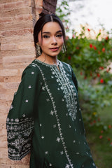 BATIK-2PIECE DHANAK EMBROIDERED SHIRT WITH DHANAK EMB SLEEVES-WJ-15002
