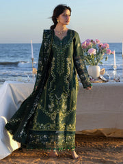 MAHNUR-3PC DHANAK CHIKANKAARI EMBROIDERED SHIRT WITH DHANAK EMBROIDERED SHAWL AND TROUSER-W.J-5259