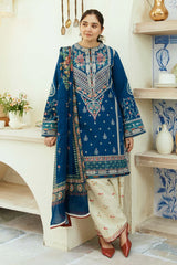 ZARASHAHJAHAN- 3PC DHANAK EMBROIDERED SHIRT WITH WOOL PRINTED SHAWL & EMB TROUSER-W.J-4072