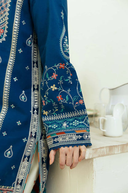 ZARASHAHJAHAN- 3PC DHANAK EMBROIDERED SHIRT WITH COUTRAI WOOL PRINT SHAWL & EMB TROUSER -W.J-1795