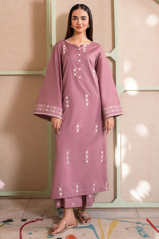 IZEL-2PC DHANAK EMBROIDERED SHIRT WITH DHANAK EMBROIDERED TROUSER-W.J-1990