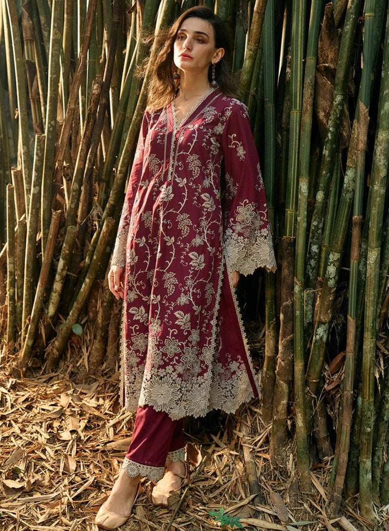 IMAGE-3PC LAWN EMBROIDERED SHIRT WITH MONARK PRINTED DUPATTA & TROUSER-W.J-1580