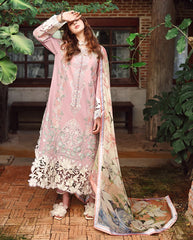 MUSHQ-3PC DHANAK EMBROIDERED SHIRT WITH WOOL PRINTED SHAWL AND TROUSER-W.J-5081