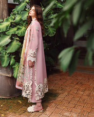 MUSHQ-3PC DHANAK EMBROIDERED SHIRT WITH WOOL PRINTED SHAWL AND TROUSER-W.J-5081