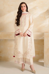 VINTAGE-3 PIECE DHANAK EMBROIDERED SHIRT WITH DHANAK EMBROIDERED SHAWL AND TROUSER-W.J-5232
