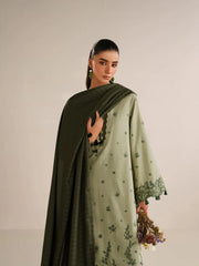 IZNIK-3PC DHANAK EMBROIDERED SHIRT DHANAK EMBROIDERED SHAWL AND TROUSER-W.J-5184