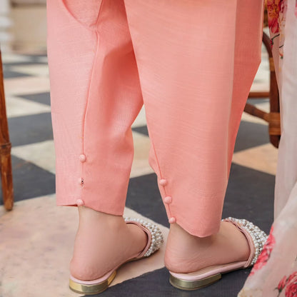 ZIVA - 3PC DHANAK EMBROIDERED SHIRT WITH COUTURE WOOL PTRINTED SHAWL & TROUSER-W.J-1433