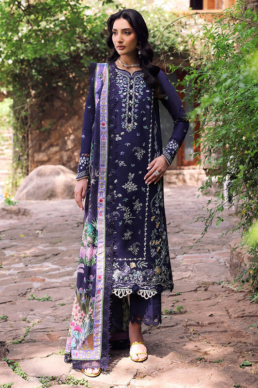 REPUBLIC WOMENSWEAR-3PC DHANAK EMBROIDERED SHIRT WITH COURTRAI PRINTED SHAWL & EMB TOUSER-W.J-1993