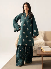 IZEL-2PIECE DHANAK EMBROIDERED SHIRT WITH DHANAK EMB TROUSER-WJ-15077