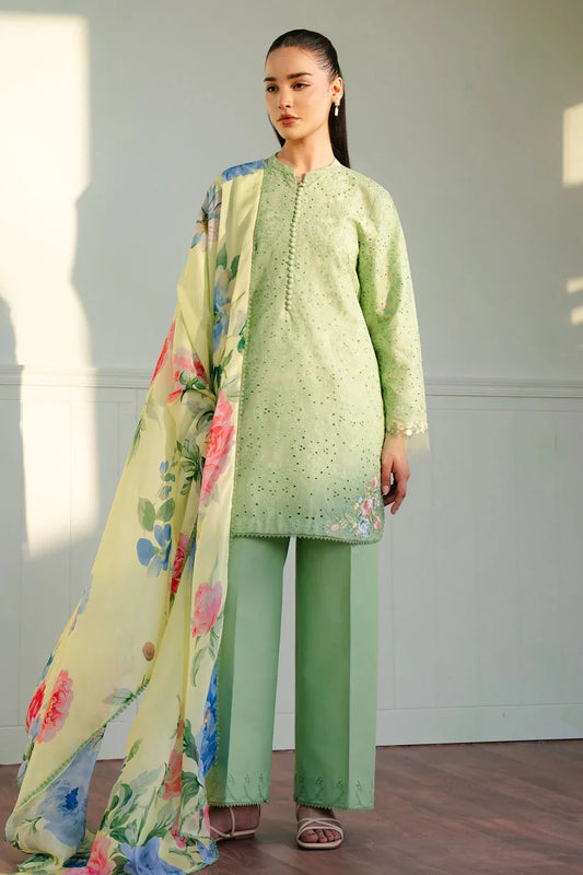 ZARA SHAH JAHAN - 3PC LAWN EMBROIDERED SHIRT WITH MONARK PRINTED DUPATTA AND TROUSER-W.J-1760
