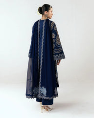 HUSSAIN REHAR-3PC DHANAK EMBROIDERED SHIRT WITH DHANAK EMBROIDERED DUPATTA AND TROUSER-W.J-5245