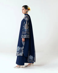 HUSSAIN REHAR-3PC DHANAK EMBROIDERED SHIRT WITH DHANAK EMBROIDERED DUPATTA AND TROUSER-W.J-5245