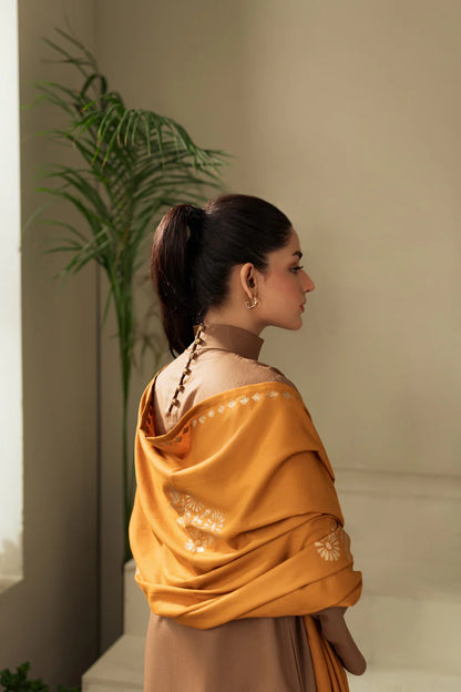 KASTOOR-3PC DHANAK SHIRT WITH WOOL PRINTED SHAWL AND TROUSER-3414-W.J-1376