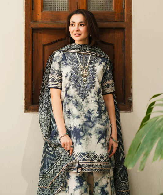 SAPPHIRE-3PC LAWN EMBROIDERED PRINTED SHIRT WITH CHIFFON PRINT DUPATTA AND PRINT TROUSER-W.J-1713