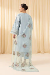 SAPPHIRE-3PC DHANAK EMBROIDERED SHIRT WITH CHIFFON EMB DUPATTA & TROUSER-W.J-2364