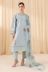 SAPPHIRE-3PC DHANAK EMBROIDERED SHIRT WITH CHIFFON EMB DUPATTA & TROUSER-W.J-2364