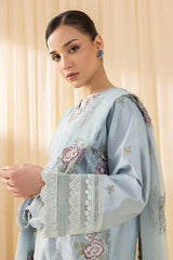 SAPPHIRE-3PC DHANAK EMBROIDERED SHIRT WITH CHIFFON EMB DUPATTA & TROUSER-W.J-2364