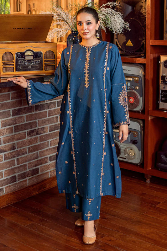 URGE-2PC DHANAK EMBROIDERED SHIRT AND EMBROIDRED SLEEVES-W.J-2032