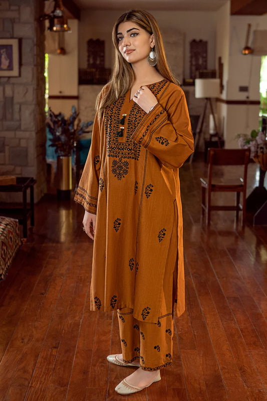URGE-2PC DHANAK EMBROIDERED SHIRT AND EMBROIDRED TROUSER-W.J-2034