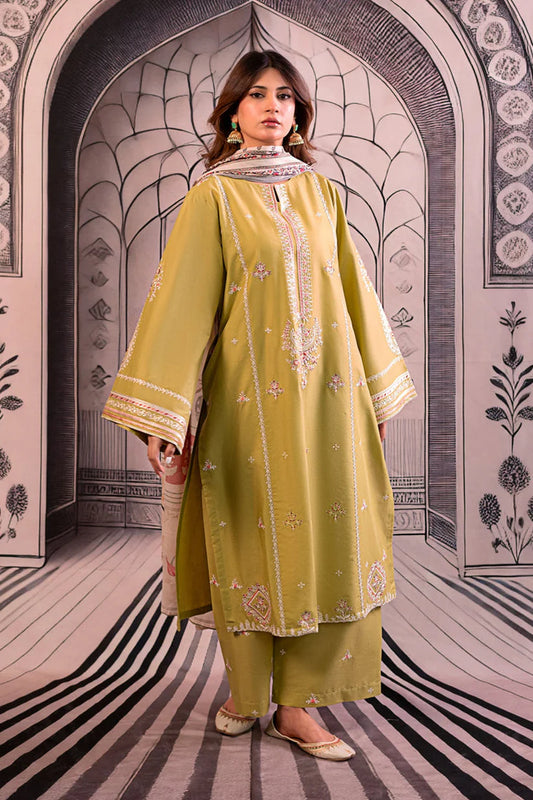 URGE - 3PC LAWN EMBROIDERED SHIRT WITH MONARK PRINTED DUPATTA AND EMB TROUSER -W.J-1776