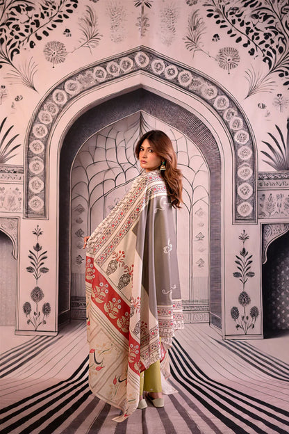 URGE - 3PC LAWN EMBROIDERED SHIRT WITH MONARK PRINTED DUPATTA AND EMB TROUSER -W.J-1776
