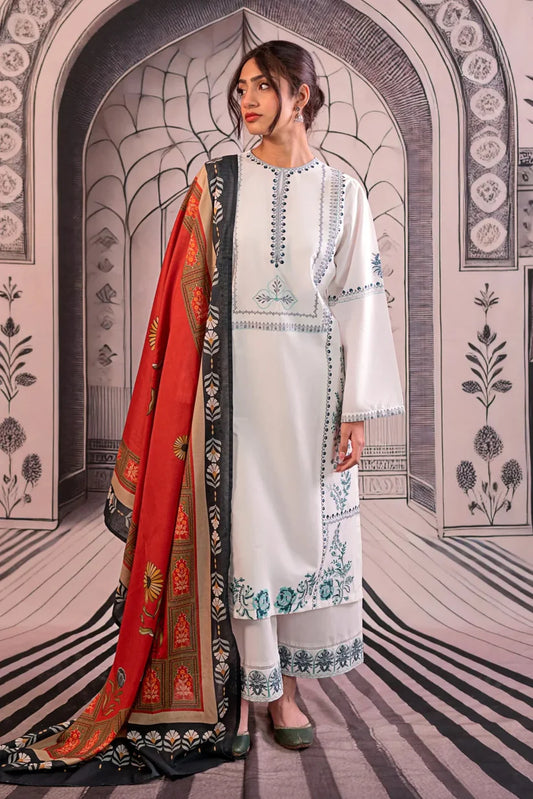 URGE-3PC LAWN EMBROIDERED SHIRT WITH MONARK PRINTED DUPATTA AND EMB TROUSER -W.J-1757