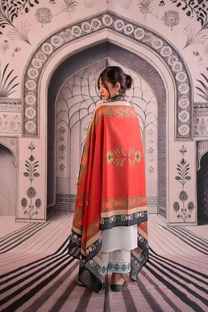 URGE-3PC LAWN EMBROIDERED SHIRT WITH MONARK PRINTED DUPATTA AND EMB TROUSER -W.J-1757