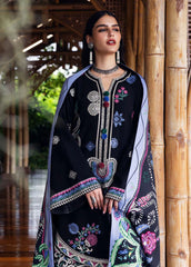 MUSHQ-3PC DHANAK EMBROIDERED SHIRT WITH COURTRAI WOOL PRINT SHAWL AND TROUSER-W.J-4415