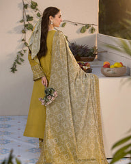 JADE-3PC DHANAK SEQUINS EMBROIDERED SHIRT WITH WOOL PRINTED EMB SHAWL & TROUSER-W.J-5103