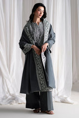 CROSS STITCH-3PC DHANAK EMBROIDERED SHIRT WITH DHANAK EMBROIDERED SHAWL AND TROUSER-W.J-5286
